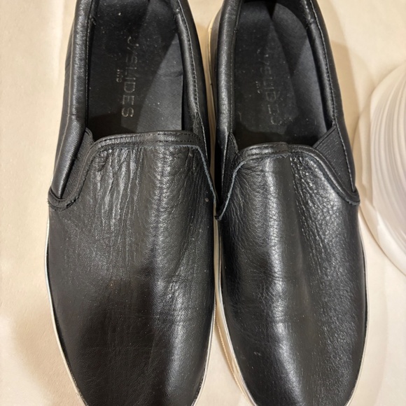 J Slides Leather Sneakers,  Slip On Black Sz 8.5 - Picture 2 of 10